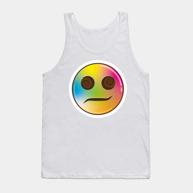 trippy psychedelic vector illustration of emoji face Tank Top by Bubsart78